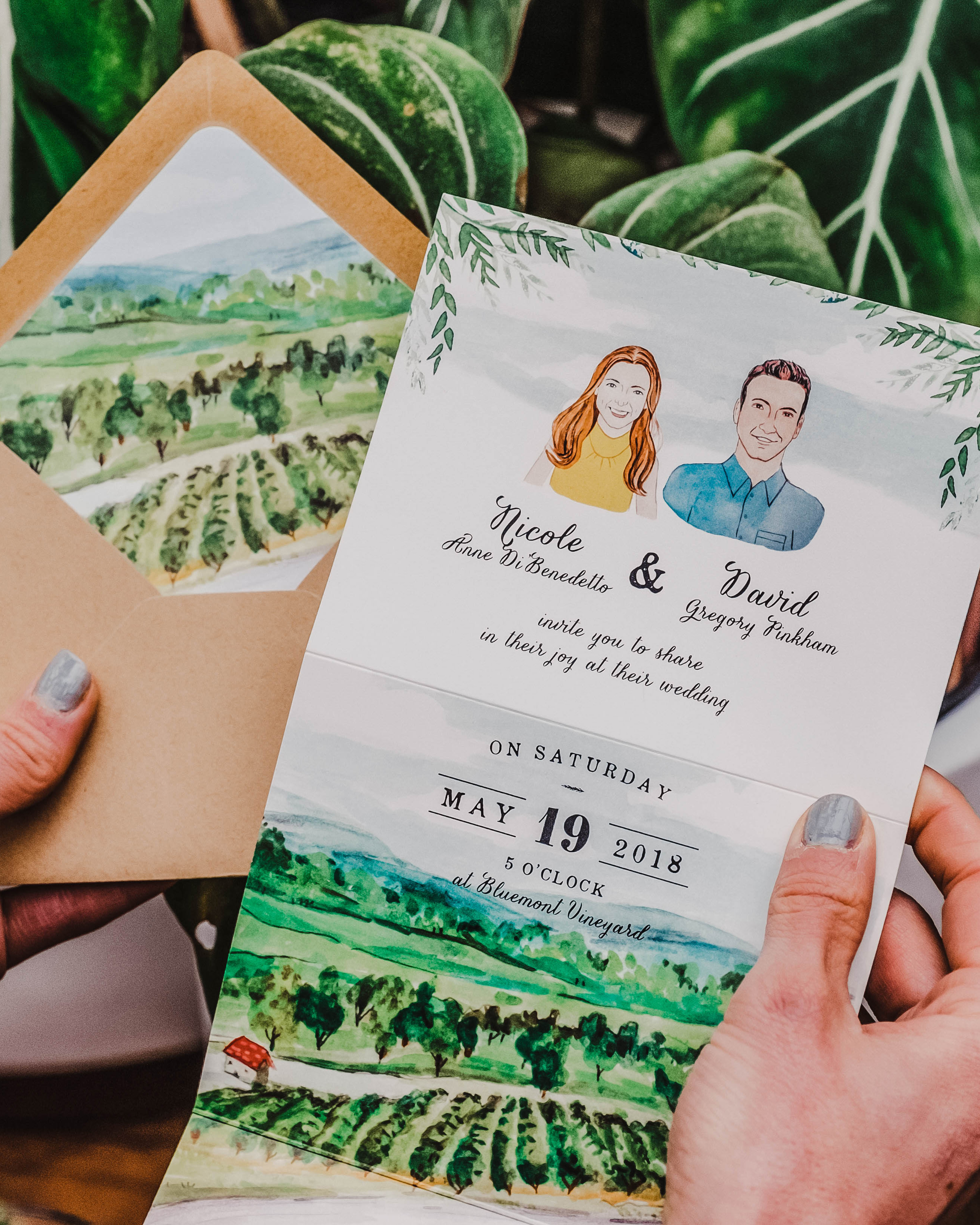 Illustrated Vineyard Wedding Invitations by Wide Eyes Paper Co.
