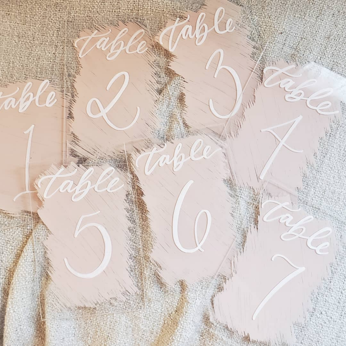 Hand Painted Acrylic Wedding Table Numbers by Mulberry Market Designs