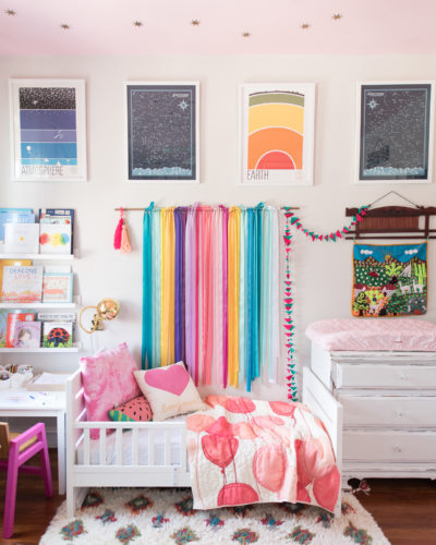 A Colorful Shared Girls Nursery + Plans for a Shared Big Girl Bedroom