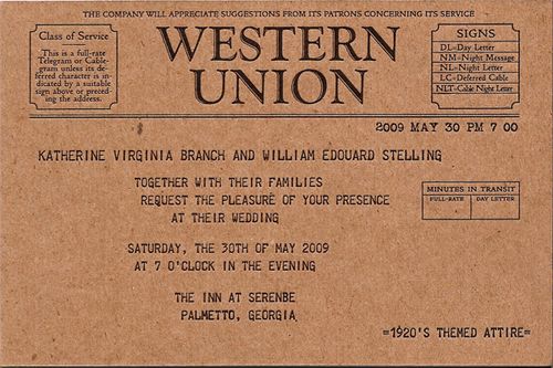 Vintage-1920s-letterpress-telegram-wedding-invitation