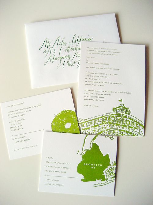 Brooklyn-Bride-green-white-modern-letterpress-wedding-invitations