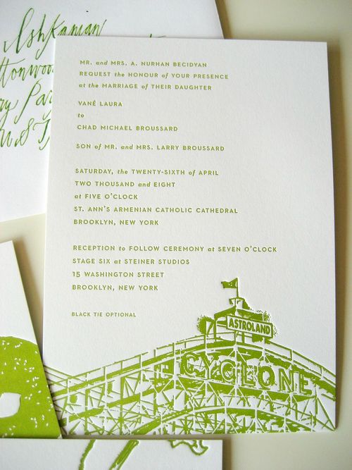 Brooklyn-Bride-green-white-modern-letterpress-wedding-invitation