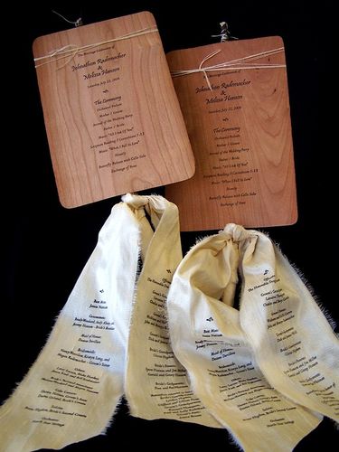 Wood-veneer-raw-silk-wedding-ceremony-programs