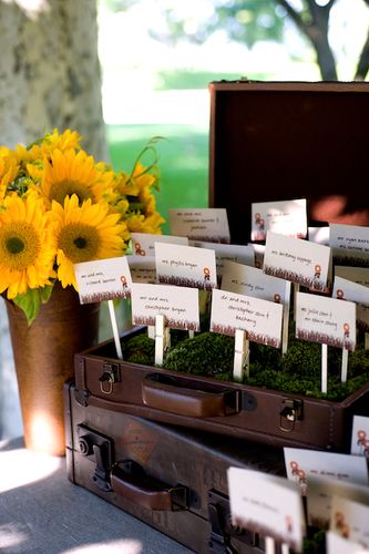 sunflower wedding escort place cards