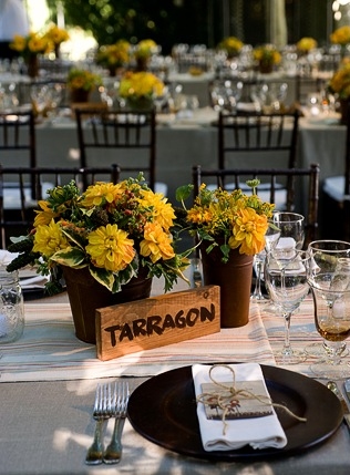 sunflower wedding wooden herb table name signs