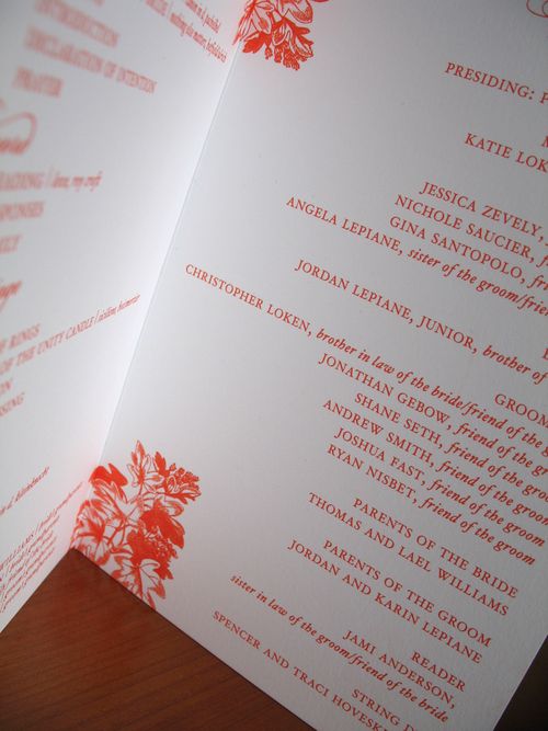 Brown-sugar-design-orange-letterpress-wedding-invitation-program