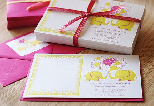 Pink-yellow-elephant-baby-announcement