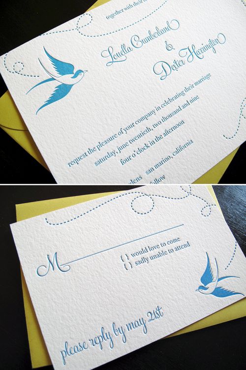 Anemone-Letterpress-Mustard-Blue-Swallow-Wedding-Invitation