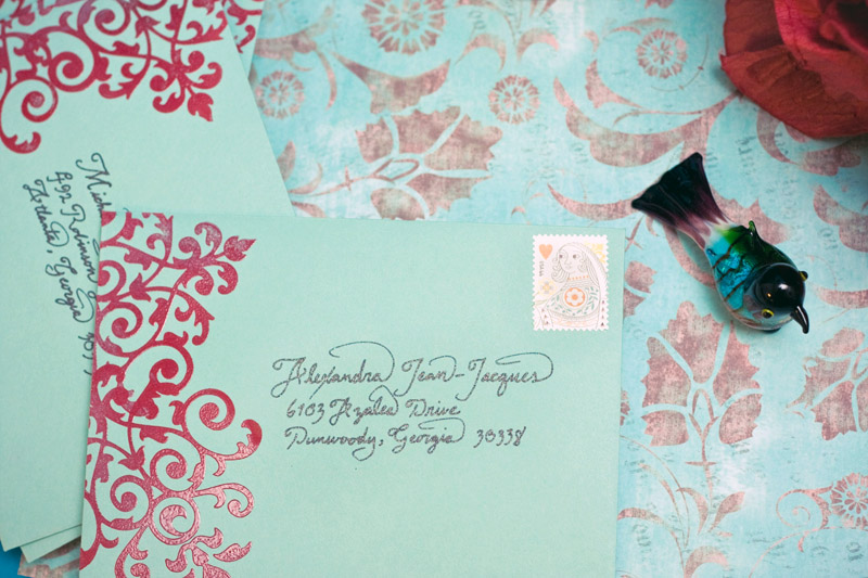 Vintage-Spanish-Garden-Party-Save-the-Dates-Turquoise-Red