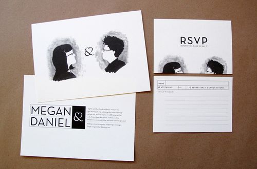 Black-white-quirky-illustrated-portrait-wedding-invitations